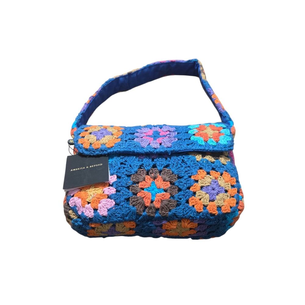 America and Beyond Stitch Please Blue Shoulder Bag